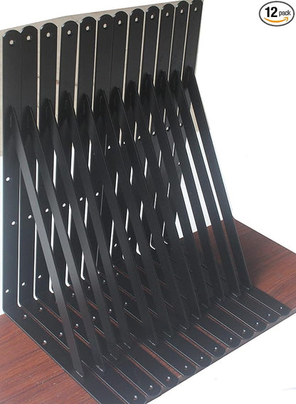 12 Pack L22 x H 12" Black Heavy Duty Shelf Brackets by MHMYDZ