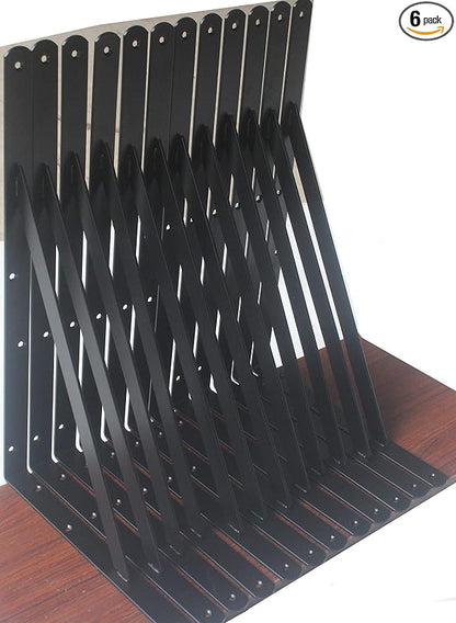 6 Pack L18 x H 12" Black Heavy Duty Shelf Brackets by MHMYDZ
