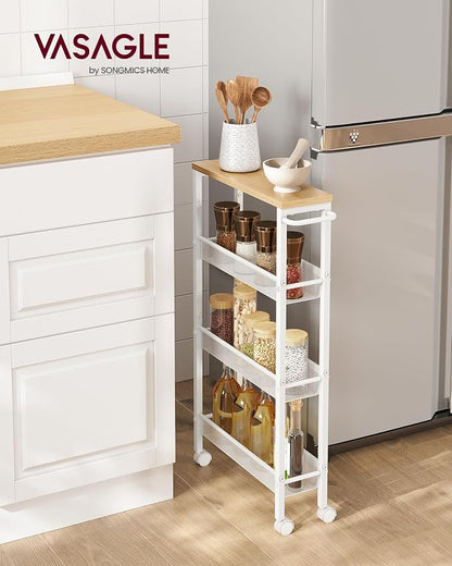 VASAGLE Slim Rolling Cart, 4-Tier Storage Cart, Narrow Cart - Image 2