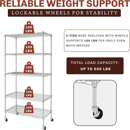 5-Tier NSF-Certified Steel Storage Shelves Rack - Image 4