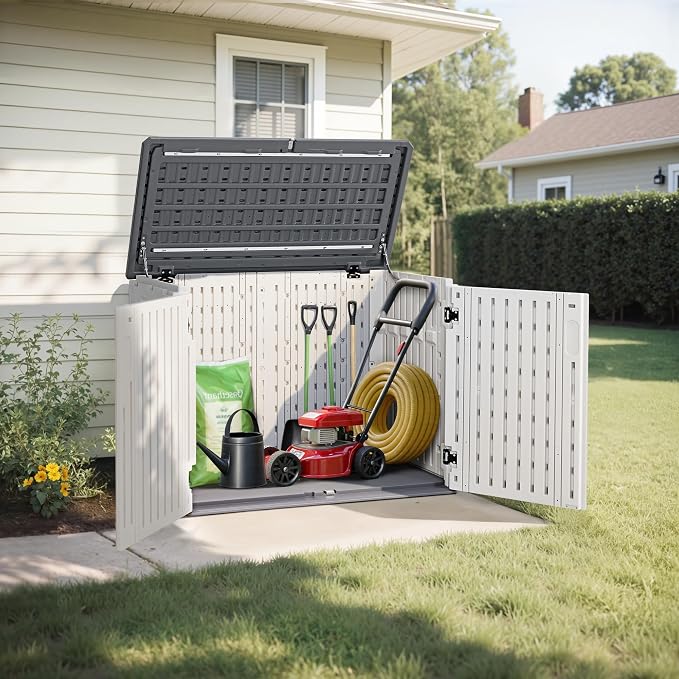 Macrout 25 Cu.Ft Small Plastic Outdoor Storage Cabinet - Image 2