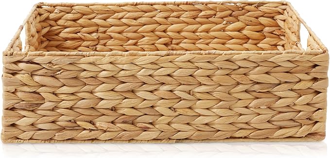 Casafield Set of 4 Water Hyacinth Pantry Baskets, 12-1/2" x 17" x 5", - Image 4