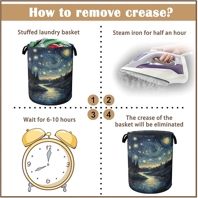 Night Sky Laundry Hamper, Collapsible Laundry Baskets, Stream Fireflies Dirty - Image 6