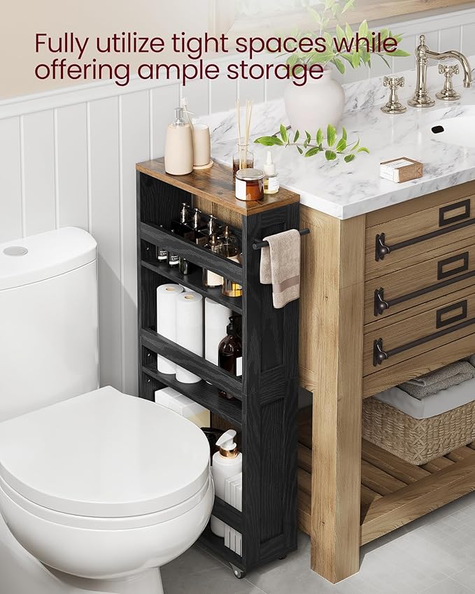 VASAGLE 4-Tier Slide-Out Storage Cart, Slim Kitchen Cart - Image 5