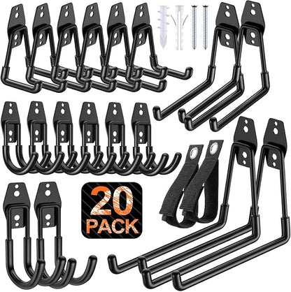 20 Pack Heavy Duty Garage Hooks, Solid Steel Wall Mount Hangers, by MIKRUI