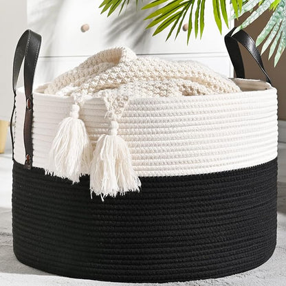 KAKAMAY Large Blanket Basket, Woven Baskets by KAKAMAY