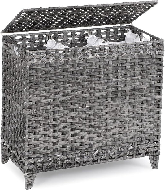 Laundry Hamper with 3 Removable Liner Bags; 132L Handwoven Rattan Laundry by Hermina