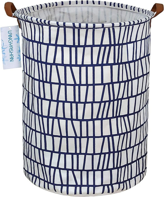 LANGYASHAN Laundry Basket Canvas Fabric Collapsible Organizer Basket by LANGYASHAN