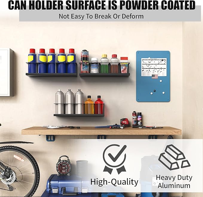 4 Pack Wall-Mounted Spray Bottle Holder, Aerosol Spray Can Holder Storage Rack - Image 5