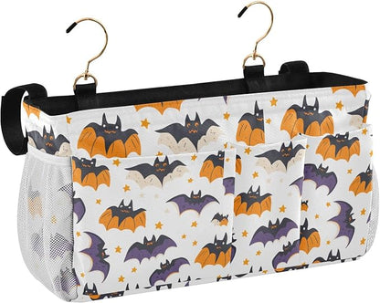 White Halloween Bats and Stars Bedside Caddy - Image 2
