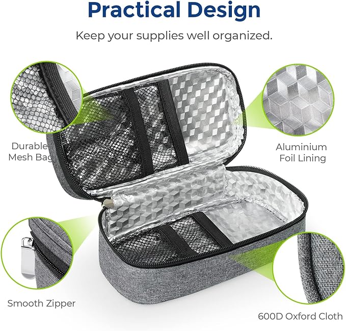 AUVON Portable Insulin Cooler Travel Case, Insulated Diabetic Bag - Image 3