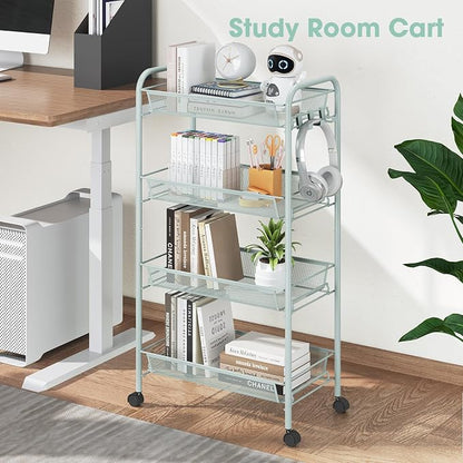 TOOLF 4-Tier Rolling Cart, Metal Utility Cart - Image 7