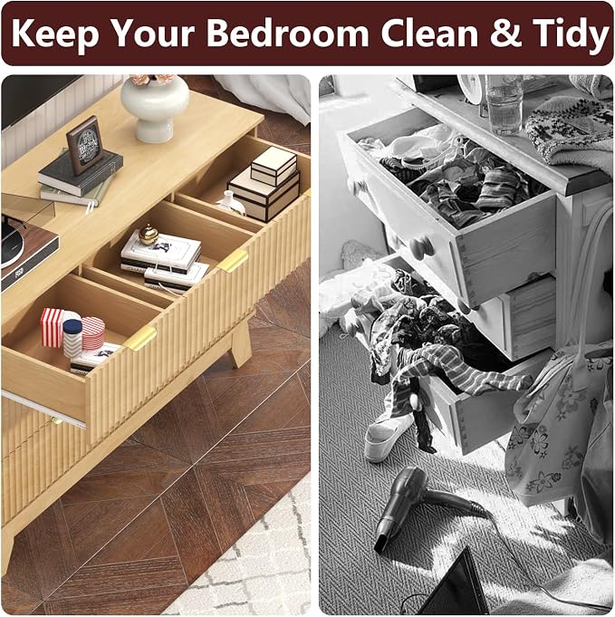 Fluted Dresser for Bedroom, 7 Drawer Dresser for Closet, Storage Cabinet and - Image 7