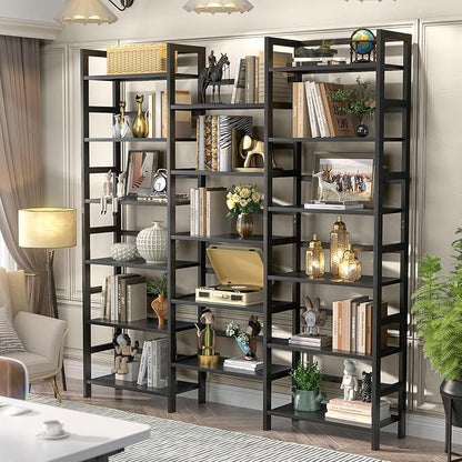 Homykic Bamboo Triple Wide Bookshelves and Bookcases, 6-Tier Shallow Open by Homykic