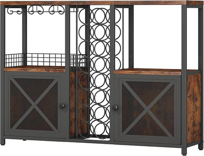 Homeiju Mini Bars for Home, Wooden Coffee Bar Cabinet, Modern Liquor Cabinet - Image 9