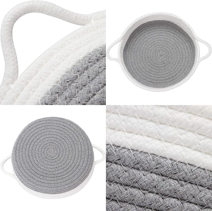 Sea Team 2-Pack Cotton Rope Baskets, 10 x 3 Inches Small Woven Storage Basket - Image 4