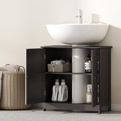 HOMCOM Under Sink Bathroom Cabinet, Pedestal Sink Storage Cabinet - Image 7