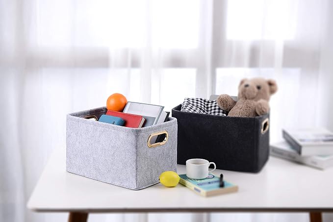 Collapsible Storage Bins Foldable Felt Fabric Storage Basket Organizer Boxes - Image 4