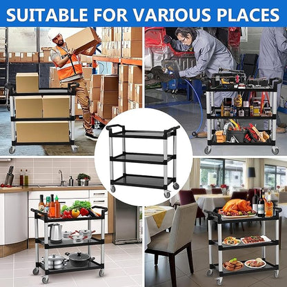 3-Shelf Service Cart，42" Wx20 Dx39 H，360 Lbs Heavy Duty Utility Cart ，Rolling - Image 6