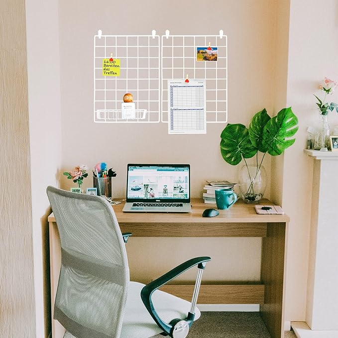 GBYAN Wall Grid 2 Pack Wire Photo Grid Panels Memo Board Wall Organizer - Image 3