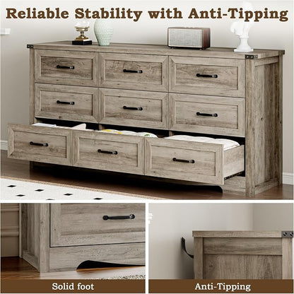 9-Drawer Dresser for Bedroom, Modern Wooden Chest of Drawers - Image 6