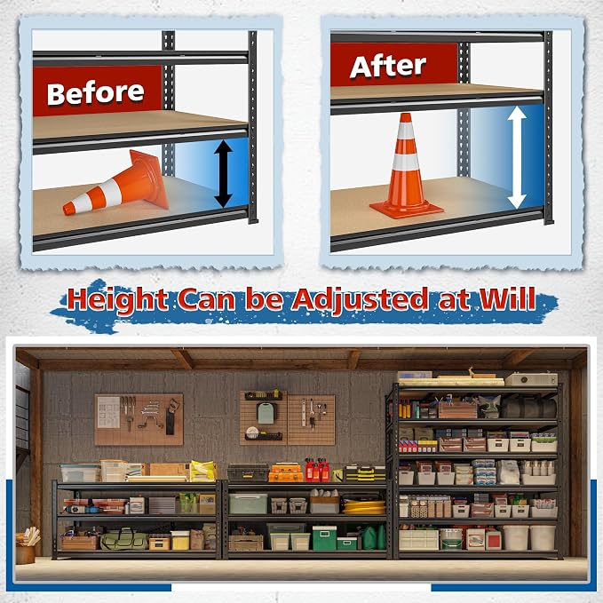 55" W Storage Shelves, 3060LBS Garage Shelving, 6-Tier Heavy Duty Shelving - Image 6