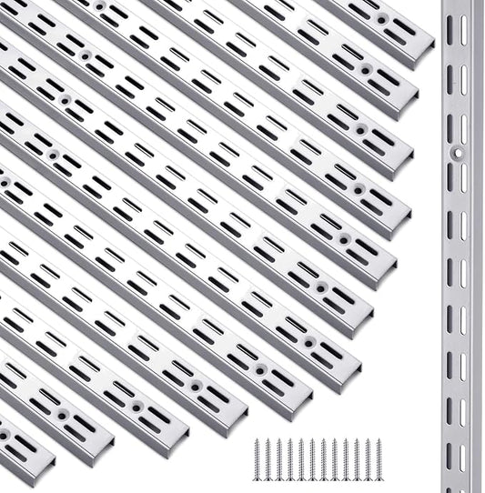 12 Pack 47 Inch Dual Track Upright Wall Shelving System Shelf Bracket Twin Slot by Unknown