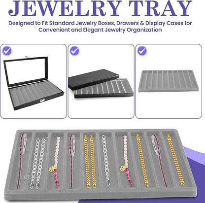 Novel Box 5 Pack 10-Slot Gray Liner Jewelry Storage Tray Inserts 14.75x8.25x1 - Image 8