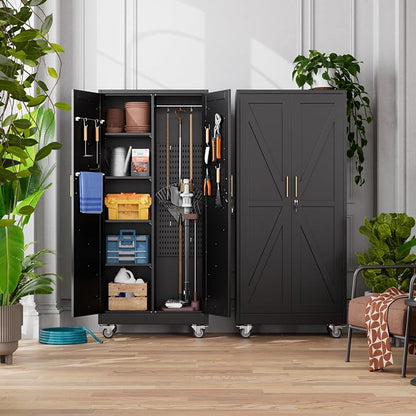 Black Broom Closet Storage Cabinet - Image 2