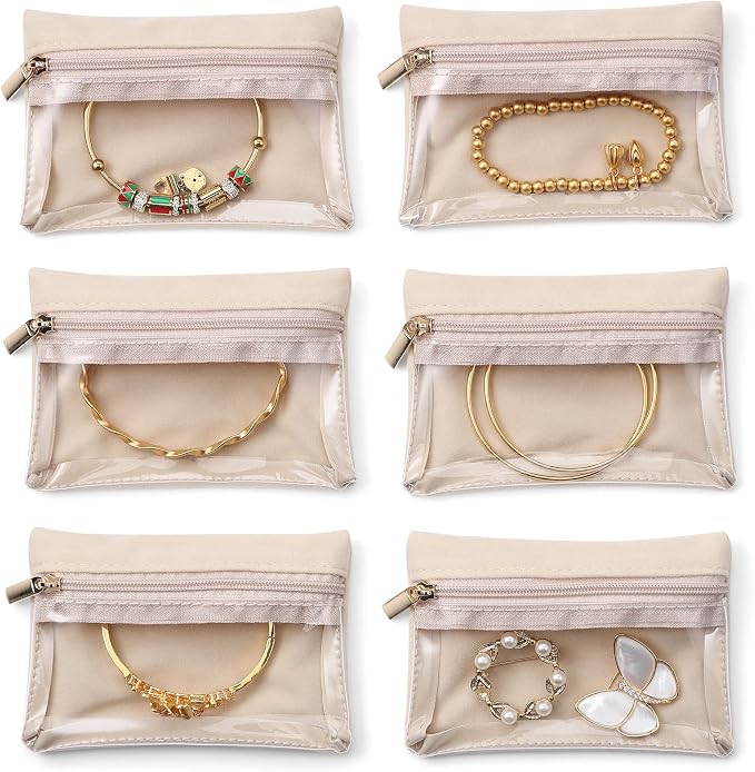 Vlando 6 Pcs Travel Jewelry Organizer Velvet Jewelry Pouch - Image 8