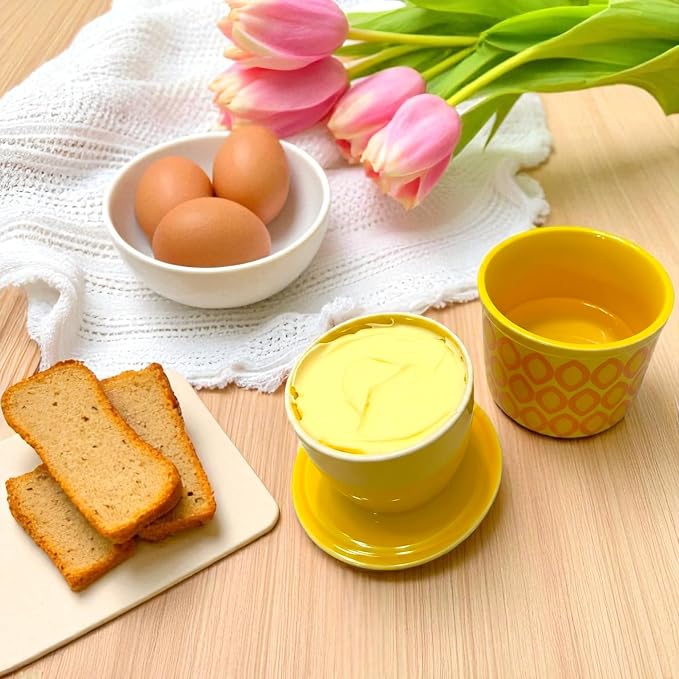 Butter Crock with Lid for Countertop, Butter Keeper Crock with Water, French - Image 5