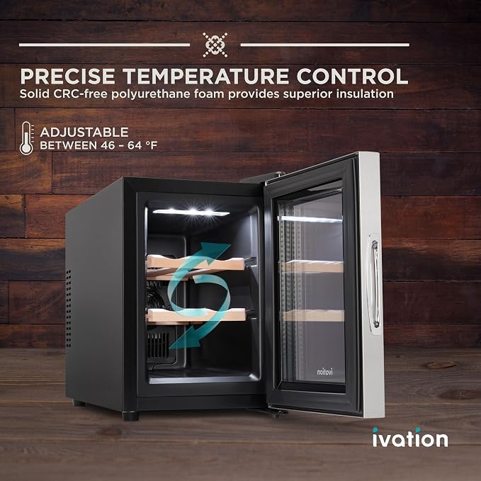 Ivation Premium Stainless Steel 6 Bottle Horizontal Thermoelectric Wine - Image 2