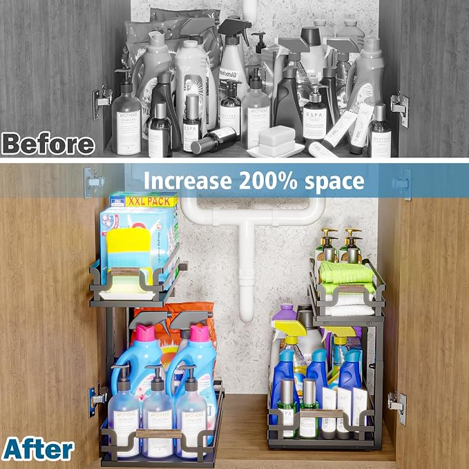 Under Sink Organizer, 2 Tier Slide Out Storage - Image 5