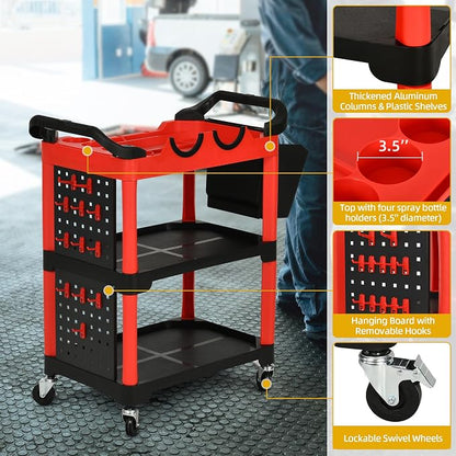 DWVO Auto Detailing Cart with Wheels, 3-Tier Rolling Tool Organizer with 2 - Image 7