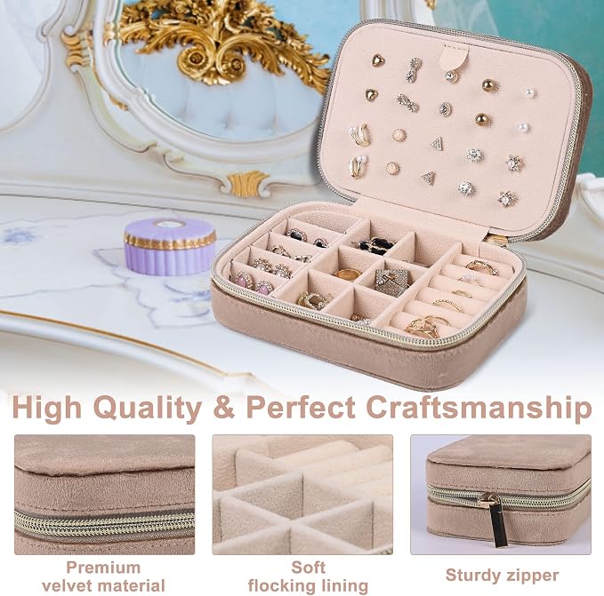 Dajasan Velvet Travel Jewelry Case, Mini Portable Travel Jewelry Organizer Boxes - Image 4