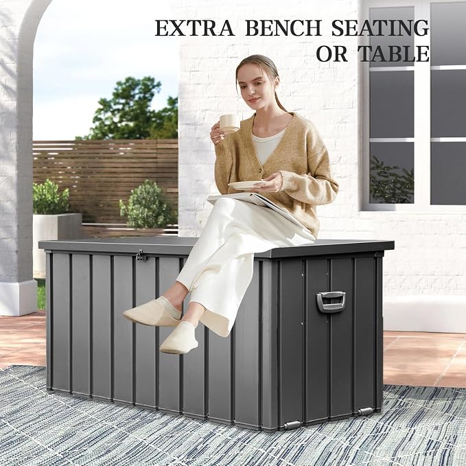 Domi 100 Gallon Deck Box, Metal Outdoor Storage Box - Image 7