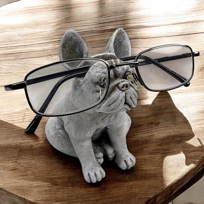 Top Brass Cute French Bulldog Eyeglass Holder – Whimsical Reading Glasses Stand - Image 6