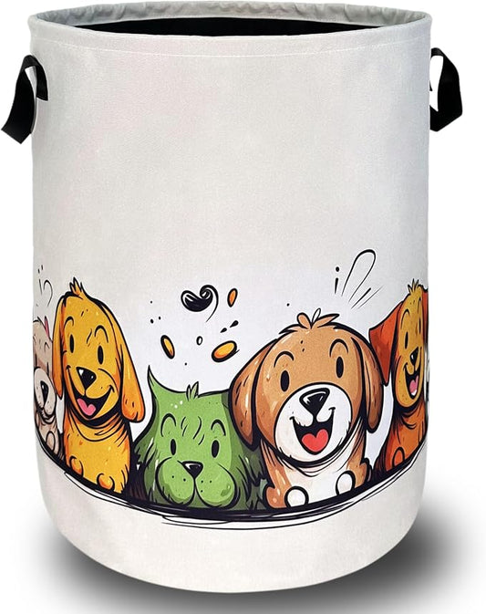 Happy Colorful Dogs Laundry Hamper by SELIONLIKN