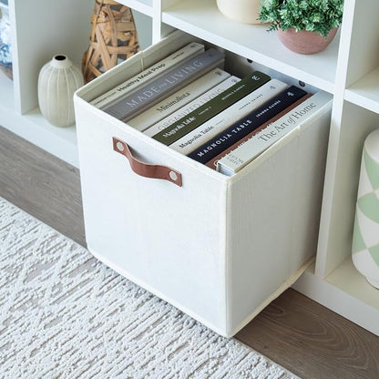 OrganiHaus White 12" x 12" x 12" Fabric Cube Storage Bins - Image 5