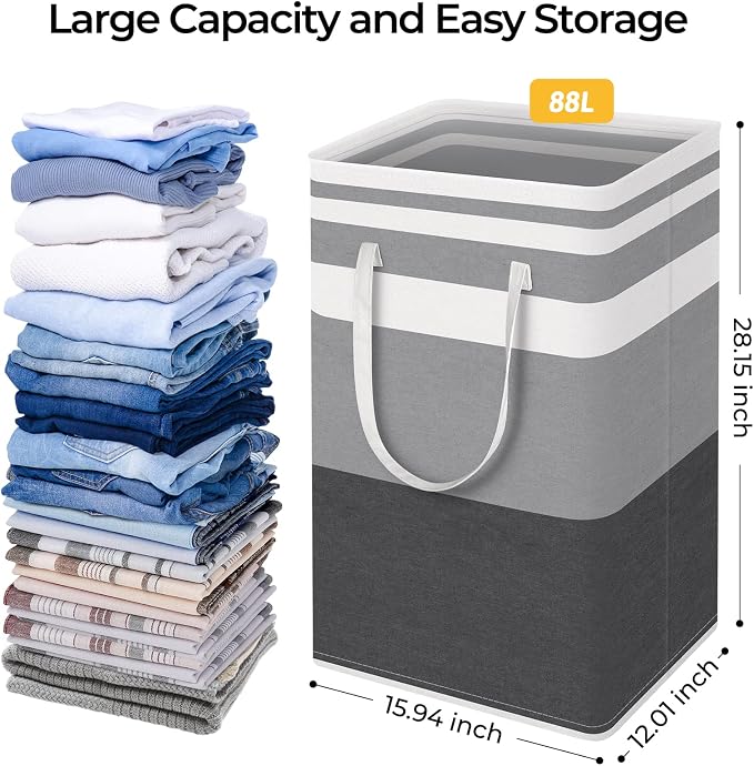 HomeHacks 2-Pack Large Laundry Basket, Waterproof, Freestanding Laundry Hamper - Image 4