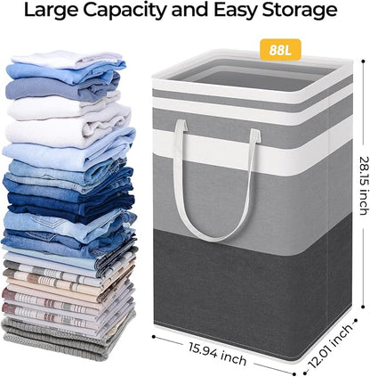 HomeHacks 2 Pack Large Laundry Baskets, Waterproof, Freestanding Laundry Hampers - Image 4