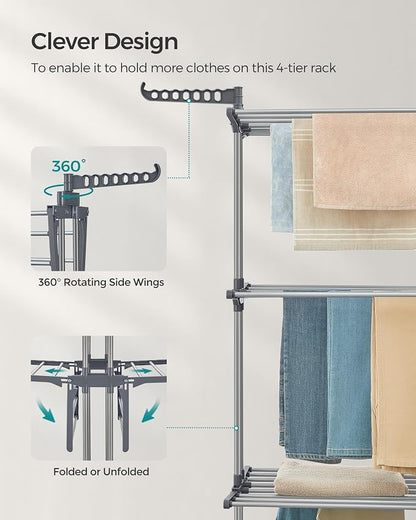 SONGMICS Clothes Drying Rack Stand 4-Tier, Foldable Laundry Drying Rack - Image 6