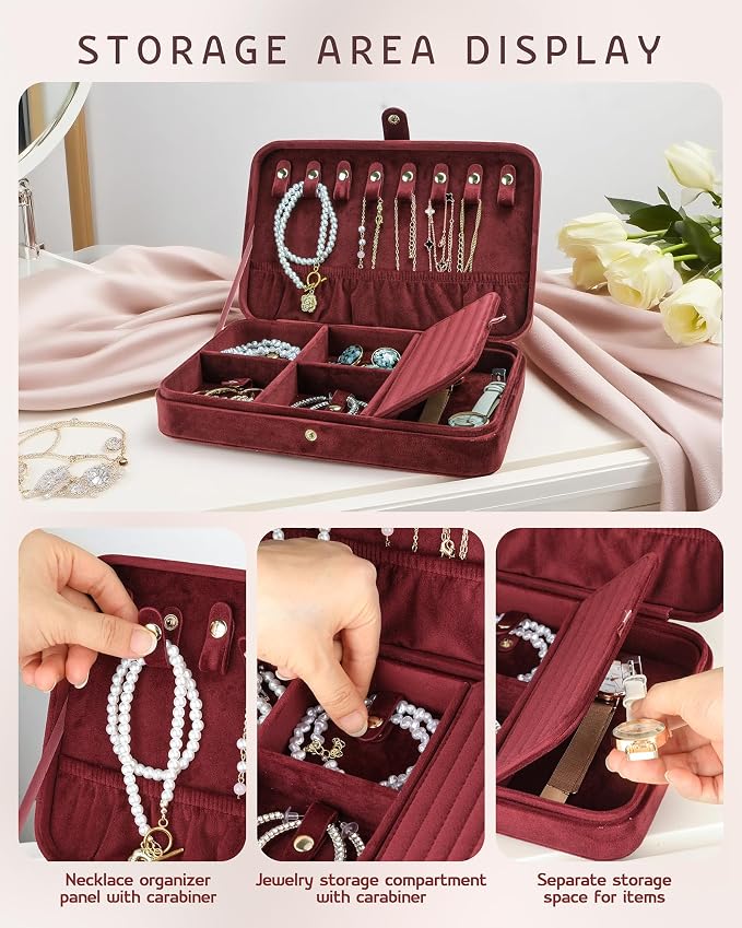 VELORIA Jewelry Box, Premium Velvet Travel Jewelry Organizers And Storage - Image 5