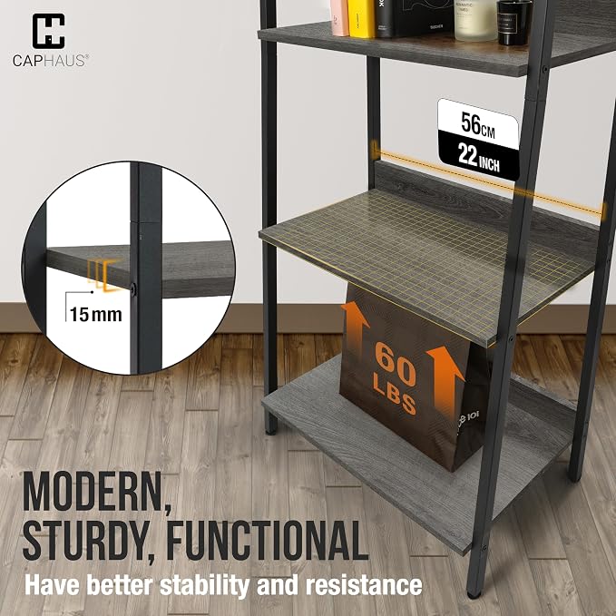 CAPHAUS 4 Tier Ladder Bookshelf, 24 Inch Width Free Standing Shelf, Bookcase - Image 6