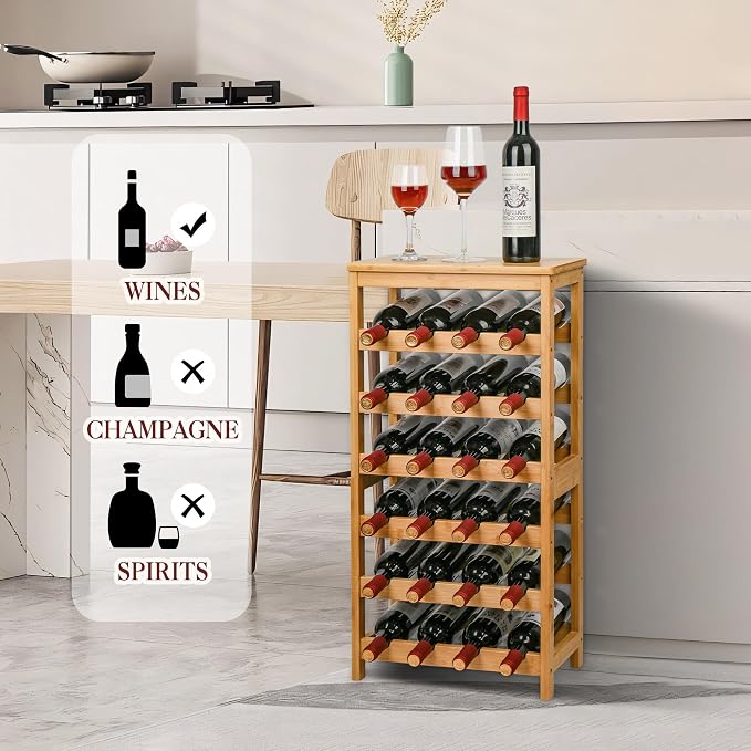 VASMIA Wine Rack Free Standing Floor, 6-Tier Display Wine Storage Shelves - Image 2