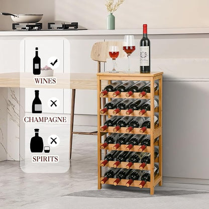 VASMIA Wine Rack Free Standing Floor, 6-Tier Display Wine Storage Shelves - Image 2