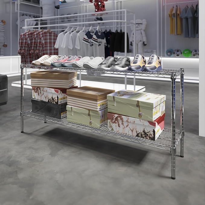 14" Deep x 60" Wide x 27" Height Wire Shelving Kit | 2-Tier | NSF Commercial - Image 2