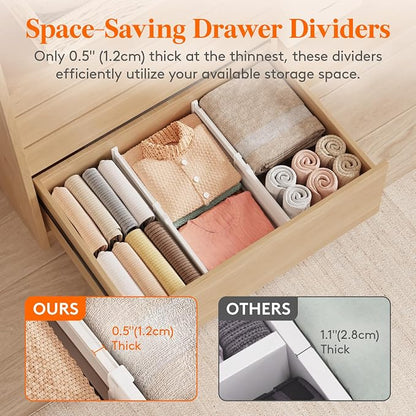 Lifewit 8" High 8 Pack Deep Drawer Dividers, 13.8-22.5" Adjustable Dresser - Image 6