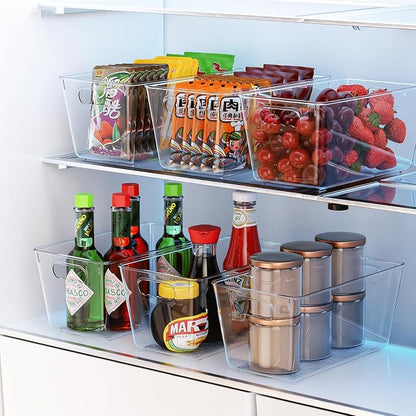 6 Pack Clear Pantry Organizer Bins, Fridge Organiser Set, Plastic Containers - Image 5