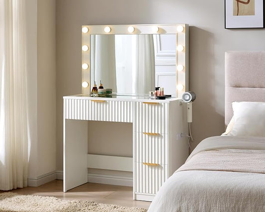 AMERLIFE 36.2" Fluted Vanity Desk by AMERLIFE